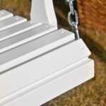 46" 2-Person Porch Swing Wooden Patio Swing Bench with Cup Holders, Slatted Design, Chains, 440lb Weight Capacity, White - Image 8