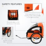 2-Seat Child Bike Trailer for Kids with a Strong Steel Frame, 5-Point Safety Harnesses, & Comfortable Seat, Orange - Image 4