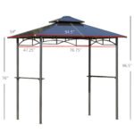 8' x 5' Barbecue Grill Gazebo Tent, Outdoor BBQ Canopy with Side Shelves, and Double Layer PC Roof, Brown - Image 3
