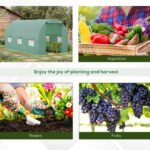 15' x 7' x 7' Walk-in Tunnel Hoop Greenhouse, Green House for Outside with PE Cover, Steel Frame, Roll-Up Zipper Door & Windows for Flowers, Vegetables, Tropical Plants, Green - Image 7