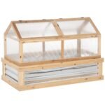 48" x 24" x 32.25" Elevated Planting Beds Garden Wooden Cold Frame Greenhouse Flower Planter Protection Wood
