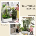 Galvanized Raised Garden Bed Planter Box with Trellis for Climbing Plants, Vegetable, Vines, 35" x 16" x 70", White - Image 5