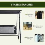 2-Seater Patio Swing Chair, Outdoor Adjustable Canopy Porch Swing with Armrests, Texeline Fabric and Steel Frame, Black - Image 5