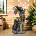 22.4" Outdoor Fountain, 3-Tier Resin Resin Bears and Honey Beehive Outdoor Waterfall Fountain with LED Lights, Pump - Image 2
