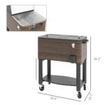 60 Quart Outdoor Cooler Cart, Rolling Ice Chest with Bottom Shelf and Bottle Opener for Backyard, Deck, Poolside Party - Image 3