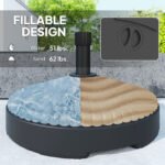 Round Patio Umbrella Base Holder, Heavy Duty Outdoor Umbrella Stand Base, Filled Up to 62lbs with Sand or 51lbs with Water for Garden, Poolside - Image 4