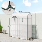 3 Tier Mini Greenhouse, Small Portable Greenhouse with 2 Roll-up Doors, 56.3" x 18.1" x 65", White - Image 3