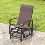 Gliding Lounger Chair Set of 2, Single Rockers with Lightweight Metal & Mesh Construction, Brown - Image 3