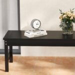 47" Outdoor Bench Seat, HDPE All-Weather Garden Bench, Backless Slatted Patio Bench for Yard, Porch, Park, Black - Image 8