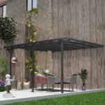14.5' x 10' Aluminum Polycarbonate Pergola with UV Blocking for Outdoor Wall-Mounted Use, Family Shade, Gray - Image 2