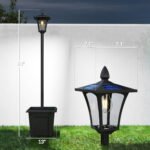 63" Solar Lamp Post Lights 2 Pack, Waterproof LED Solar Light Posts with Planter, Black - Image 3