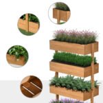 Vertical 4 Tier Raised Garden Bed, Wooden Planter Box, Self-Draining with Bed Liner for Indoor Outdoor Flowers, Vegetables and Herbs, Orange - Image 7