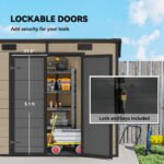 Plastic Outdoor Storage Shed with Floor with Lockable Doors, Air Vents, 8' x 4', Light Brown - Image 7