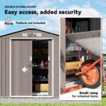7' x 4' Outdoor Storage Shed, Garden Tool Metal Shed with Foundation Kit, Double Lockable Door, Air Vents and Sloping Roof, for Backyard, Patio, Lawn, Gray - Image 5