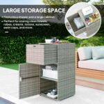 Outdoor Towel Rack for Pool w/ Drawer & Cabinet, Gray - Image 4