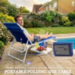 Tanning Chair Set of 2 with Face Hole and Side Table, 5-Position Folding Outdoor Chaise Lounge Chair, Navy Blue - Image 4