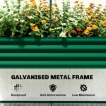 Galvanised Raised Garden Bed with Greenhouse Cover, Metal Elevated Garden Bed with Bed Liner, Bottom Shelf, Green - Image 8