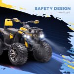12V Kids Recharging Ride-on Electric ATV Quad w/ Realistic Headlights Wide Wheel, Yellow - Image 6