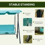 3-Seat Outdoor Patio Swing Chair with Removable Cushion, Steel Frame Stand and Adjustable Tilt Canopy for Patio, Garden, Poolside, Balcony, Backyard, Green - Image 5