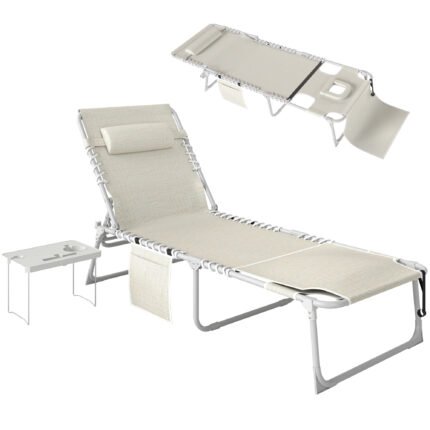 Tanning Chair with Face Hole and Side Table