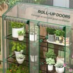Lean-to Greenhouse, Portable Greenhouse with 3 Tier Shelves, 2 Roll-Up Zippered Doors, 56.3" x 18.1" x 59.4", Clear - Image 6