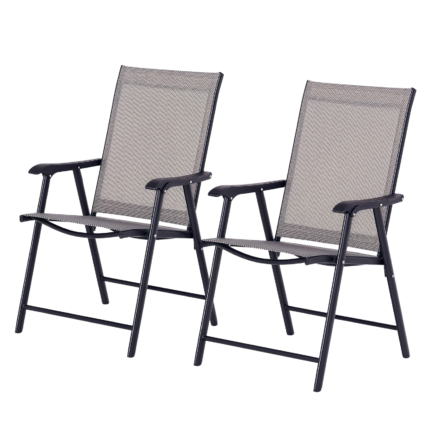 Set of 2 Outdoor Folding Chairs with Stackable Patio Dining Chairs