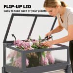 Raised Garden Bed with Flip-Up Mini Greenhouse, Elevated Planter Box with Legs and Bed Liner for Flowers, Vegetables - Image 5
