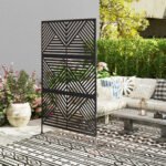 Decorative Privacy Fence Screen, Metal Outdoor Privacy Screen Climbing Plant Trellis with Stand, Rhombus Black - Image 7