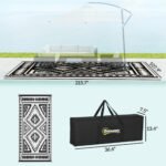 Reversible Outdoor Rug, Waterproof Plastic Straw with Carry Bag, 9' x 18', Black & White Square Patchwork - Image 3