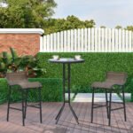 3 Piece Bar Height Outdoor Bistro Set for 2, Tan - Image 2