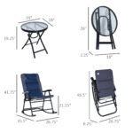 3 Piece Outdoor Folding Rocking Chair and Table Set - Blue and Gray - Image 3