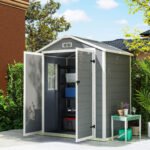 6x4.5 Outdoor Storage Shed, Lockable Tool Shed with Double Doors, Vent and Window for Garden, Cottage Style, Family Use, Gray - Image 2