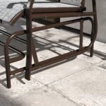 Outdoor 2-Person Glider Bench, Outside Glider Swing Chair Loveseat with Table, Steel Frame, Gray - Image 8