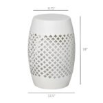 12" Steel Outdoor Side Table, Round Hollow Drum Patio End Table, Accent Table for Indoor and Outdoorr, White - Image 3
