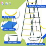 Metal Swing Set for Backyard 5 in 1 Design Holds up to 440 lbs. for Ages 3-8, Yellow - Image 5