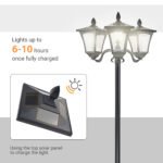 Outdoor Lamp Post Lights, Triple Head Solar Powered Lamp, Street Vintage Solar Post Lamp, for Backyard, Garden Pathway, Driveway, 72 Inches - Image 6