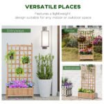Wooden Raised Garden Bed with Trellis, Outdoor Planter Box with Drainage Crevices for Climbing Vine Plants Flowers, 24" x 12" x 49" - Image 4