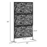 Decorative Privacy Fence Screen, Metal Outdoor Privacy Screen Climbing Plant Trellis with Stand, Bamboo Black - Image 3