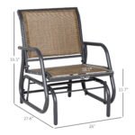 2 Pieces Outdoor Glider Chair, Steel Swing Chai with Curved Armrests for Porch, Garden, Poolside, Balcony, Mixed Brown - Image 3