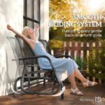 3-Person Outdoor Patio Glider Bench, Porch Glider Swing with 3 Seats, Breathable Mesh Fabric, Metal Frame, Black - Image 4