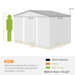 9' x 6' Outdoor Storage Shed, Garden Tool Metal Shed with Foundation Kit, Double Lockable Door, Air Vents and Sloping Roof, for Backyard, Patio, Lawn, Green - Image 3