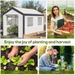 10' x 7' x 7' Greenhouse, Walk-in Outdoor Tunnel Green House with PE Cover, Steel Frame, 2 Roll-Up Zipper Doors & 4 Windows for Flowers, Vegetables, Tropical Plants, White - Image 7