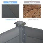 48" Raised Garden Bed, Elevated Wooden Planter Box with Holes for Vegetables, Herb, Flowers for Backyard, Dark Gray - Image 4