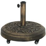 Round Patio Umbrella Base, 46 lbs Resin Umbrella Base with Wheels, Outdoor Umbrella Stand for 1.3"/1.5"/1.9" Umbrella Poles for Outdoor, Lawn, Poolside - Image 9