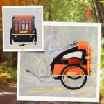 2-Seat Child Bike Trailer for Kids with a Strong Steel Frame, 5-Point Safety Harnesses, & Comfortable Seat, Orange - Image 3