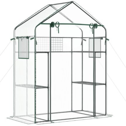 Mini Walk-In Greenhouse with Shelves, Transparent
