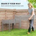 2 Tier Raised Garden Bed, Wooden Elevated Planter Box with Legs, Outdoor Plant Bed for Flowers Vegetables Herbs Gray - Image 6