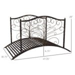 4’ Metal Arch Backyard Garden Bridge with Safety Siderails, Delicate Scrollwork, & Easy Assembly, Black Bronze - Image 3