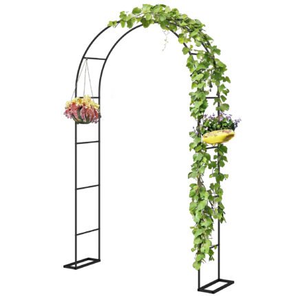 8 ft Steel Garden Arch with Garden Arbor Trellis