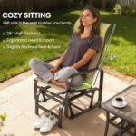 Gliding Lounger Chair Set of 2, Single Rockers with Lightweight Metal & Mesh Construction, Khaki - Image 5